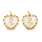 Brass Pave Natural White Shell Pendants, Rose Flower Heart Charms, with Jump Rings, Cadmium Free & Lead Free, Long-Lasting Plated, Rack Plating, Real 18K Gold Plated, 19x17.5x2mm, Hole: 3.5mm