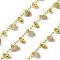Handmade Brass Nuggets Link Chains, with Natural Flower Amazonite Beads & Spool, Long-Lasting Plated, Rack Plating, Soldered, Lead Free & Cadmium Free, Real 18K Gold Plated, Charm: 6.5x2.5mm