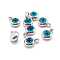 Trendy Original Color 304 Stainless Steel Grade A Rhinestone Flat Round Charm Pendants, Faceted, Stainless Steel Color, Blue Zircon, 9x6.5x4mm, Hole: 2mm