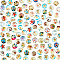100Pcs Glass Cabochons, Flat Round with Pattern, Colorful, 10x4mm, 100pcs/bag, 1bag/box