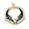 Brass Micro Pave Cubic Zirconia Pendants, with Enamel, Bat Charms, Cadmium Free & Lead Free, Lasting Plated, Real 18K Gold Plated, Black, 27x26x3.5mm, Hole: 3mm