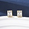 Brass Micro Pave Clear Cubic Zirconia Stud Earrings, Rack Plating, Long-Lasting Plated, Cadmium Free & Lead Free, Real 18K Gold Plated, Rectangle, 9.5x7.5mm
