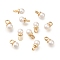 Brass ABS Imitation Pearl Pendants, Round, Light Gold, 6x3mm, Hole: 1.4mm