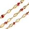 304 Stainless Steel Dapped Chains, with Enamel, Soldered, with Spool, Real 18K Gold Plated, FireBrick, 2mm