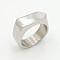 304 Stainless Steel Finger Rings, Rectangle, Stainless Steel Color, US Size 7(17.3mm)