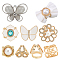8Pcs 8 Style Butterfly Flower Heart Scarf Buckle Ring, Plastic Imitation Pearl & Alloy Enamel & Glass Scarf Holder for Women's Clothes Garment , Mixed Color, 20~34x21.5~45x20~30mm, 1pc/style