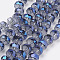 Electroplate Glass Beads Strands, Full Rainbow Plated, Faceted, Flat Round, Steel Blue, 9~10mm, Hole: 1mm, about 40pcs/strand, 12.2 inch(31cm)