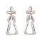 Zinc Alloy Dangle Earrings for Women, Cross, Silver, 83x36mm