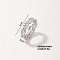 Fashionable Brass Rectangle Finger Rings for Unisex, for Versatile and Elegant Look, Platinum, Clear, Platinum, Inner Diameter: 18mm