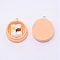Resin Pendants, with Iron Finding, Imitation Food, Flat Round with Pastry, White, 28~30x24~25x9~10mm, Hole: 2mm, 10pcs/bag