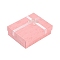 Cardboard Jewelry Set Boxes, for Necklace, Ring, Earring Packaging, with Bowknot Ribbon Outside and White Sponge Inside, Rectangle, Pink, 9.2x7.2x3.1cm