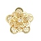 Brass Cabochon, with Rhinestone, Long-Lasting Plated, Nickel Free, Flower, Real 18K Gold Plated, 24.5x22x4.5mm