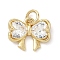 Brass Cubic Zirconia Charms, Bowknot, with Jump Ring, Long-Lasting Plated, Cadmium Free & Lead Free, Real 18K Gold Plated, 10x13x4.5mm, Hole: 3mm
