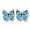 Printed Wood Beads, Butterfly/Bees, Deep Sky Blue, 17~17.5x20x6mm, Hole: 2.5mm