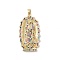 Brass Cubic Zirconia Pendants, Long-Lasting Plated, Oval with Holy Virgin Charms, Golden, Colorful, 41x22.5x3.5mm, Hole: 6x3mm