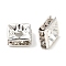 Brass Rhinestone Spacer Beads, Square, Crystal, 6x6x2.5mm, Hole: 1.8mm
