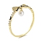 Rack Plating Brass Pave Cubic Zirconia Bowknot Hinged Bangles for Women, with Round Plastic Imitation Pearl, Real 18K Gold Plated, Cadmium Free & Lead Free, Long-Lasting Plated, Dark Violet, Inner Diameter: 2-3/8 inch(6cm)