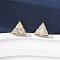 Brass Micro Pave Clear Cubic Zirconia Stud Earrings, Rack Plating, Long-Lasting Plated, Cadmium Free & Lead Free, Real 18K Gold Plated, Triangle, 8.5x10mm