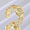 Brass Micro Pave Clear Cubic Zirconia Open Cuff Rings for Women, Letter, Rack Plating, Long-Lasting Plated, Cadmium Free & Lead Free, Real 18K Gold Plated, Letter C, 11.5mm