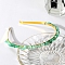 Wire Wrapped Natural Green Aventurine Chip Hair Bands, with Metal Hoop, for Women Girls, 140x120x25mm