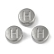 Anti-Tarnish 304 Stainless Steel Beads, Flat Round with Letter, Stainless Steel Color, Letter H, 7x3.8mm, Hole: 1.8mm