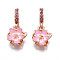 Rack Plating Alloy Enamel European Dangle Charms, with Rose Rhinestone, Large Hole Pendants, Cadmium Free & Nickel Free & Lead Free, Flower, Pearl Pink, 27mm, Hole: 5mm, Flower: 14.5x13x6mm