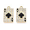 Rack Plating Alloy Crystal Rhinestone Pendants, with Black Enamel, Playing Cards Charms, Golden, 22.5x12.5x2mm, Hole: 1.5mm
