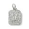 Rack Plating Brass Micro Pave Clear Cubic Zirconia Charms, Long-Lasting Plated, Lead Free & Cadmium Free, Rectangle with Letter Pattern, with Jump Ring, Platinum, Letter V, 14x9.5x2mm, Hole: 3mm