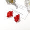 Glass Seed Beaded Pendants, Common Callalily Charms, Red, 40x20mm