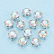 Sew on Rhinestone Montee Beads, with Brass Prong Settings, Garments Accessories, Flat Round, Crystal AB, 6.1x4.9mm, Hole: 1~1.2mm, about 720pcs/bag