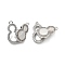 Brass Micro Pave Cubic Zirconia & Shell Fold Over Clasps, Gourd, Platinum, 17x10x2mm, Hole: 1mm