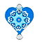 Alloy Enamel Connector Charms, Heart-Shaped Links with Flower Pattern, Platinum, Dodger Blue, 20x16mm