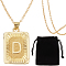 1Pc Brass Pendants, 1Pc Brass Cable Chain Necklaces, 1Pc Rectangle Velvet Pouches, Letter D, 23~445x15.5~70x2mm