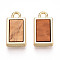 Alloy Charms, with Cellulose Acetate, Rectangle, Golden, 15x8x3mm, Hole: 1.8~2mm