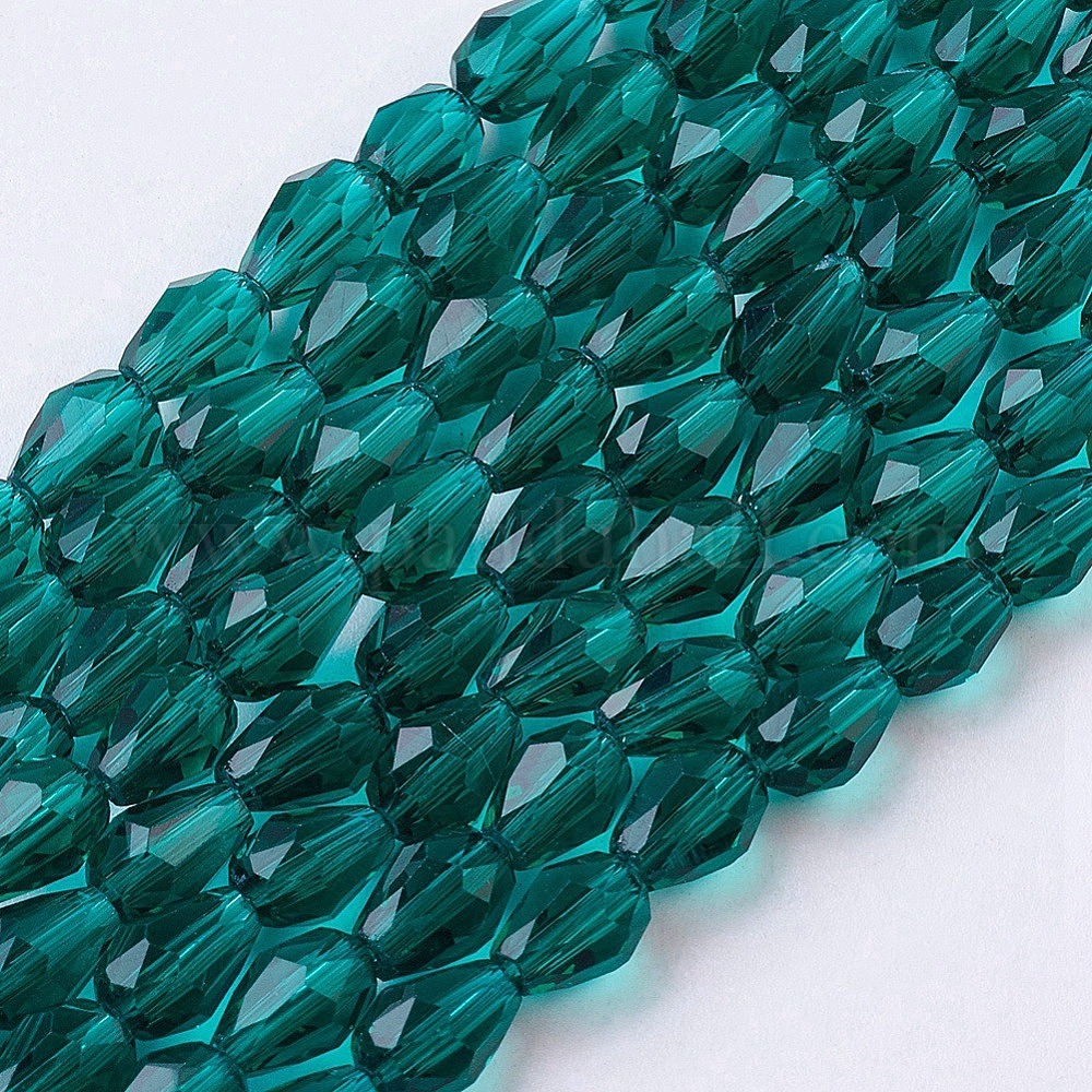 Wholesale Teal Faceted Glass Teardrop Beads Strands - Pandahall.com