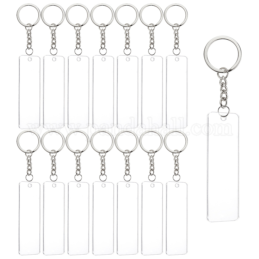 Wholesale BENECREAT 15PCS Acrylic Keyring Blanks 3x1 Inch Rectangle