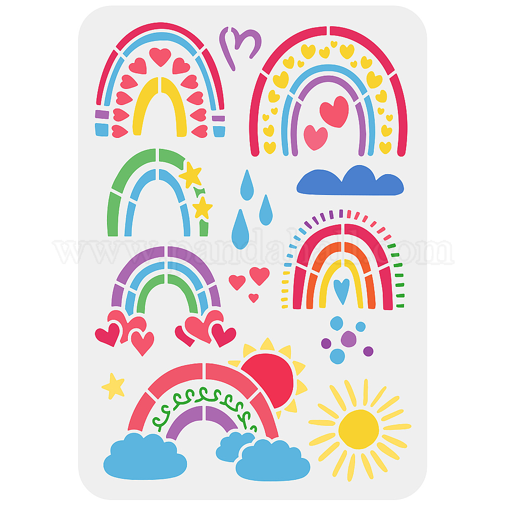 Shop FINGERINSPIRE Rainbow Stencil 29.7x21cm Reusable Colorful Rainbow