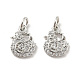 Chicken Brass Micro Pave Clear Cubic Zirconia Charms KK-G425-21-2