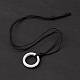 Natural Howlite Ring Pendant Necklace with Nylon Cord for Women NJEW-F306-02F-2