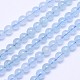 Aguamarina natural de hebras de perlas reronda G-M261-10-1