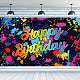 Fingerinspire bunter Graffiti-Hintergrund „Alles Gute zum Geburtstag“ AJEW-WH0190-054-1