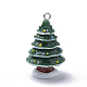 樹脂チャーム  プラチナトーン鉄パーツ  クリスマスツリー  濃い緑  41x25x24.5mm  穴：2.5mm RESI-S356-28-1