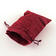 ポリエステル模造黄麻布包装袋巾着袋  暗赤色  18x13cm ABAG-R004-18x13cm-06-3