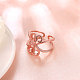 Alla moda regolabile rosa anelli larga banda gemelli in ottone placcato oro RJEW-BB15308-RG-3