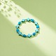 Bracelet extensible en perles de turquoise synthétique (teint) avec croix et tête de mort BJEW-JB08449-04-2