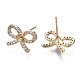 Brass Micro Pave Clear Cubic Zirconia Stud Earring Findings KK-Q764-037-2