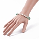 Bracelet extensible en perles d'aventurine verte naturelle et perle BJEW-JB07922-03-3