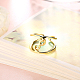 調整可能トレンド金メッキ真鍮カフワイドバンド指輪指輪  usサイズ8（18.1mm） RJEW-BB15278-G-4