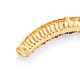 Golden Tone Alloy Rhinestone Enamel Curved Tube Beads RB-J265-05G-3