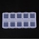 直方体プラスチックビーズコンテナ  フリップトップビーズ収納  10のコンパートメント  ホワイト  8.8x4.4x2.05cm X-CON-N007-01-1